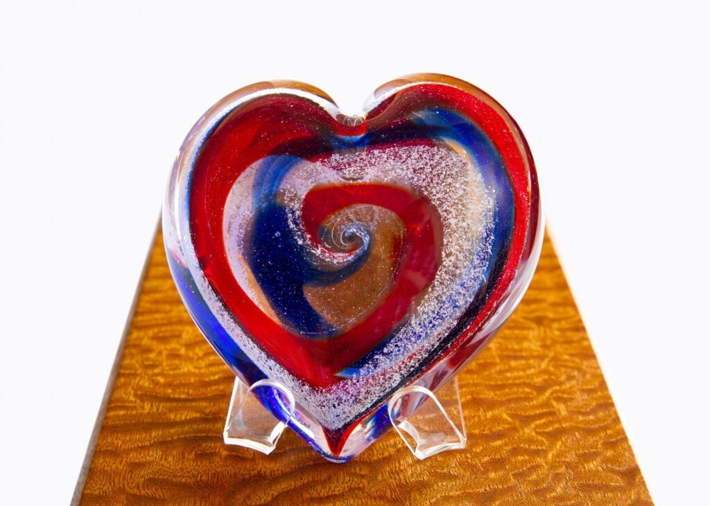 Glass Heart with Cremains - Standing